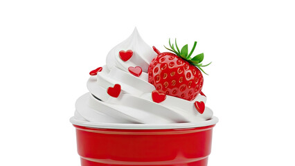 Strawberry Soft Serve Ice Cream with Hearts
