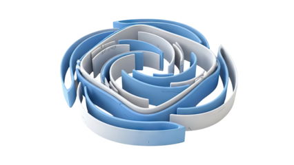 Abstract Swirl of Blue and White Ribbons