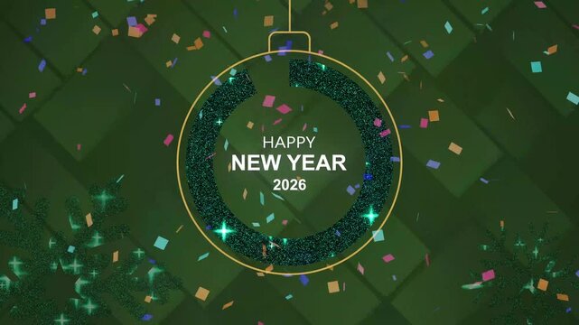 Happy New Year Celebration Background with Confetti and Ornament festive background 2026