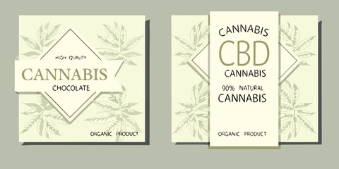 Cannabis chocolate bar packaging design with botanical elements and natural branding