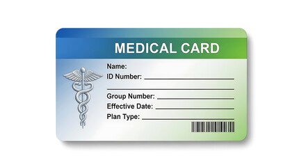 Medical Card Illustration - Healthcare Identification and Insurance Information.