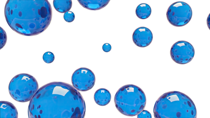 Blue Bubbles with Internal Structures Floating