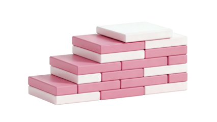 Pink Building Blocks Stacked in Staircase Pattern