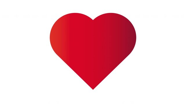 4K video Red heart beat animation on a white background. Concept for valentine's day and mother's day. Love and feelings. Seamless 4K video