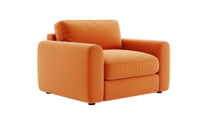 Orange armchair isolated on transparent background