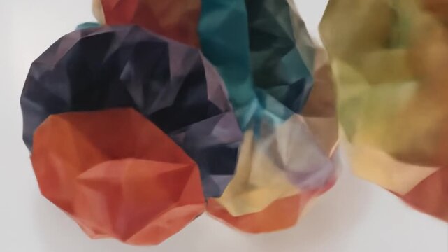 Abstract Polyhedral Composition with Rotating Geometric Shapes in Warm and Cool Colors animated