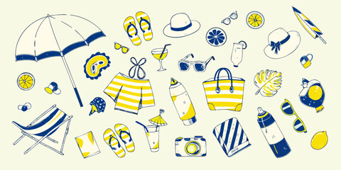 Summer vacation essentials a colorful arrangement of beach and travel items