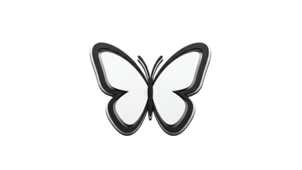 3D Butterfly Icon with Black Outline