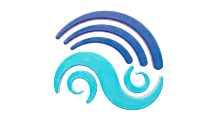 Abstract Blue Wave and Wi-Fi Symbol Logo