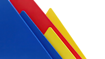 Abstract Composition of Red, Blue, and Yellow Geometric Shapes