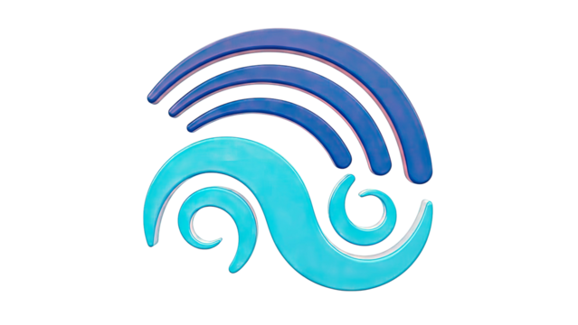 Abstract Blue Wave and Wi-Fi Symbol Logo - Powered by Adobe