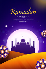 Elegant Ramadan Kareem Islamic Background with Golden Typography