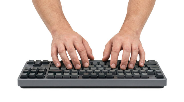 Male hands typing on a mechanical keyboard