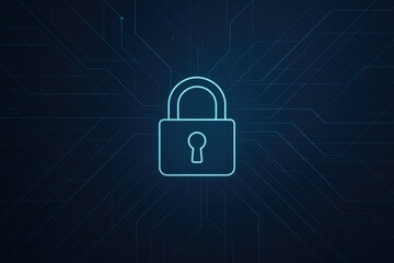 Secure digital lock on a dark circuit board background for data protection and privacy lock.
