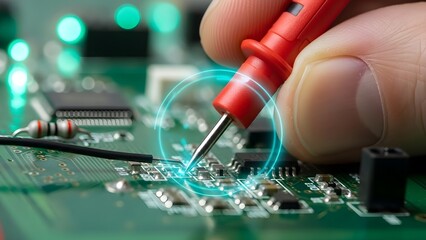 Electronics Technician Soldering Circuit Board Components.