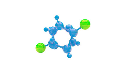 Dichlorobenzene molecule 3D render