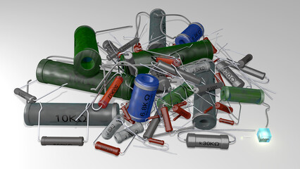 1950年代から1970年代頃の日本製のラジオや測定器などに使用されていた多種多様の抵抗器コレクション