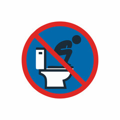 vector icon prohibiting squatting on a toilet seat