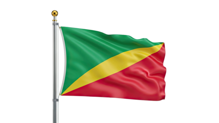 Flag of the Republic of the Congo waving on a flagpole