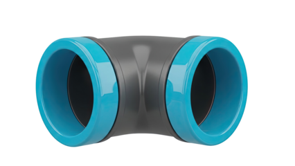 Gray and Blue Curved Pipe Fitting