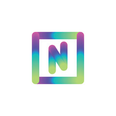 LETTER N LOGO INSIDE SQUARE SHAPE MULTICOLOR GRADIENT