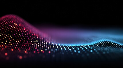 Abstract Digital Wave with Colorful Particles