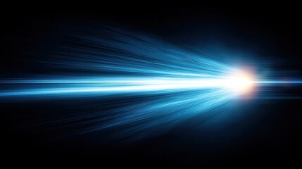 Dynamic Blue Light Streams Emerging from White Center on Black Background to Create Abstract Visual Effect