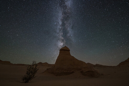 A Stunning Starlit Desert Landscape Under the Magnificent Milky Way