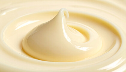 Creamy mayonnaise swirl texture for culinary and food sauce concept