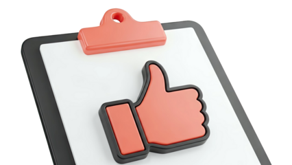 Clipboard with Red Thumbs Up Icon