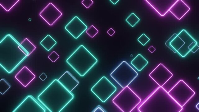 Neon squares abstract background with dynamic motion