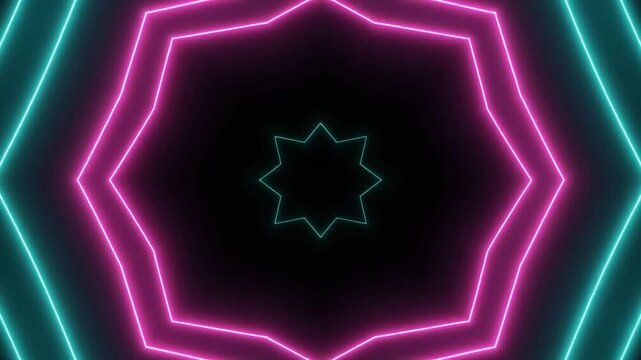 Neon tunnel background abstract symmetric looping animation