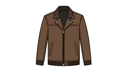 Naklejka premium Stylish Brown Leather Jacket Illustration for Fashion Design.