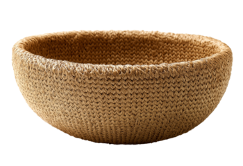 Woven Natural Fiber Bowl with Textured Surface isolated on a transparent background image