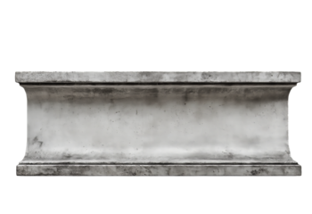 Detailed view of a weathered concrete ledge with curved edges and subtle imperfections isolated on a transparent background