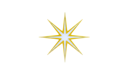 Golden starburst with white accents on a light gray background