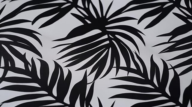Monochrome Seamless Pattern with Palm Leaves for Tropical Vibe Designs
