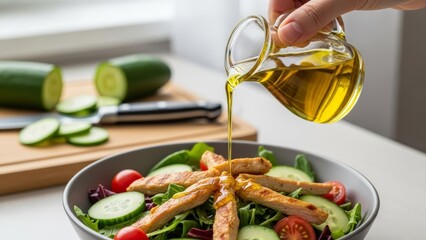Raw hasselback potato on cutting board with vegetables