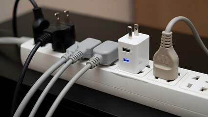 Multiple devices connected to a power strip