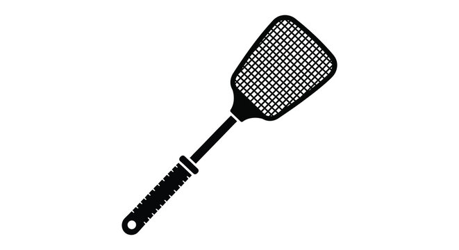 A striking black silhouette of an electric fly swatter a common household pest control tool silhouette