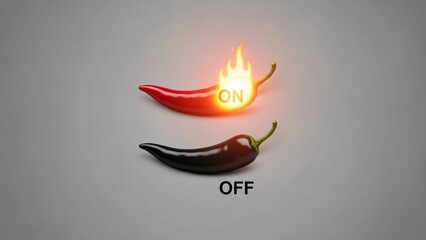 Spicy chili peppers with on and off labels