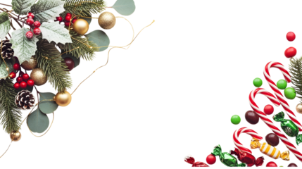 Christmas day frame border leaves and ball elements winter background