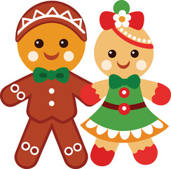 Decorated cute gingerbread couple vector
