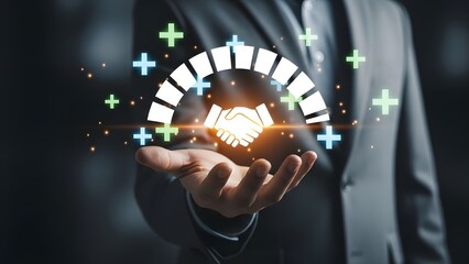 Business Partnership Trust Concept with Handshake Icon Representing Collaboration Security and Growth