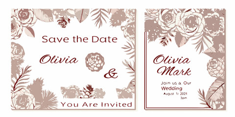 Elegant floral save the date cards for olivia and mark s wedding