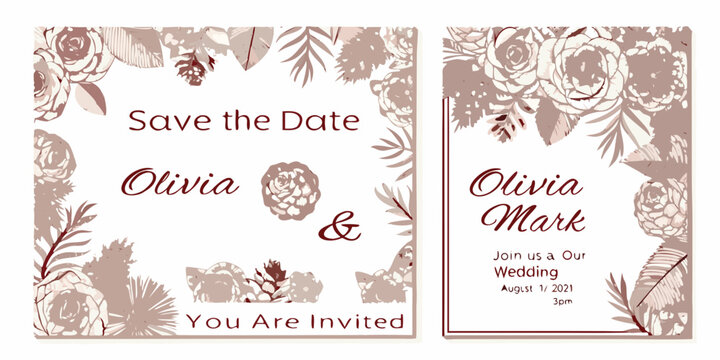 Elegant floral save the date cards for olivia and mark s wedding - Powered by Adobe