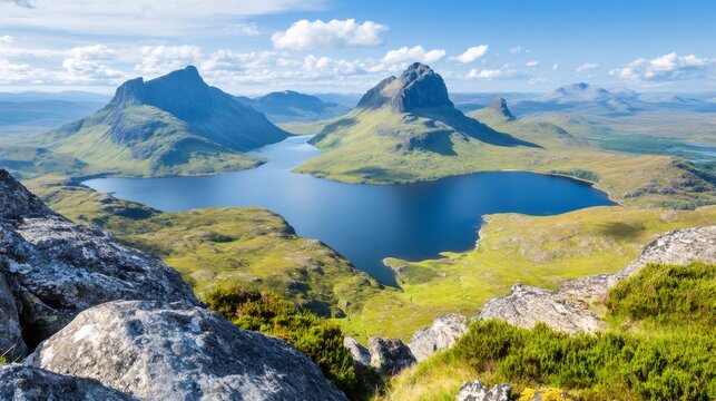 Scottish Highlands panorama overlooking Loch Lurgainn