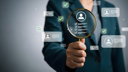 Customer Data Analysis Concept with Magnifying Glass Representing User Research and Business Insights