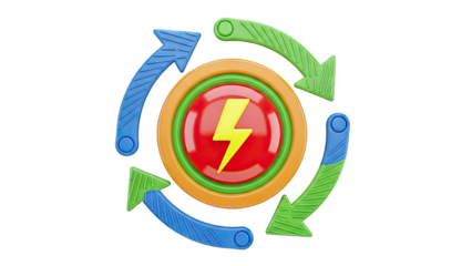 Energy Cycle Icon with Lightning Bolt and Arrows