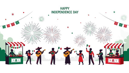 Mexican Independence Day Celebration with Fireworks and Music